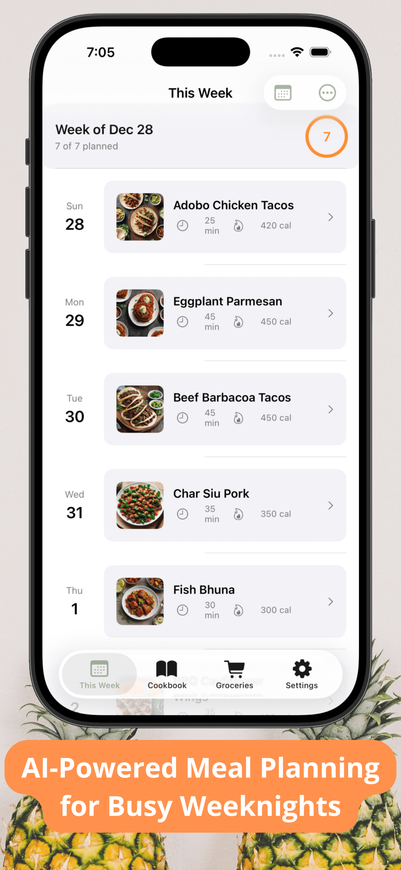 Weekly meal planning with AI-powered recipes